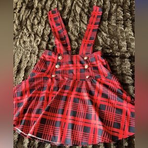 Plaid Skirt with Straps